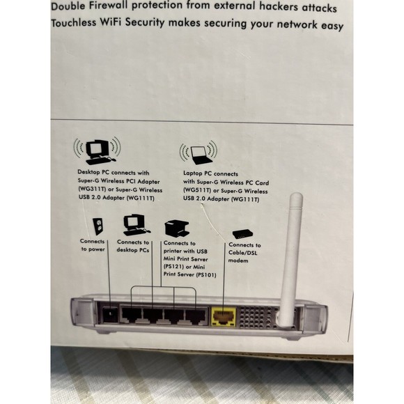 Netgear Wireless Router  WGT624 108 Mbps Wireless Router - Picture 4 of 12